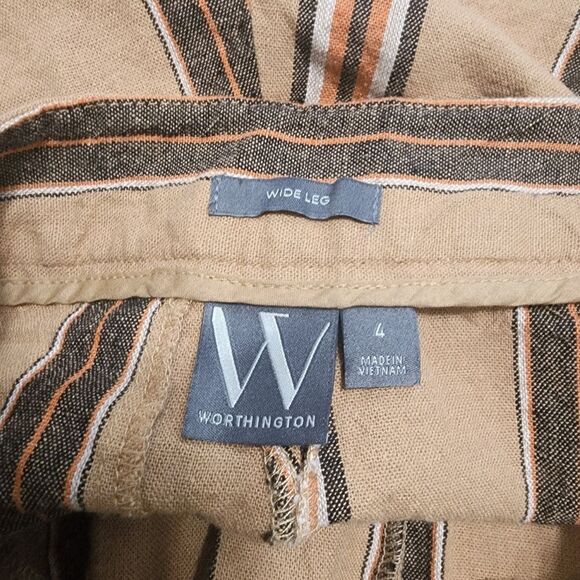 Worthington Trouser Pants 4  Striped High Waisted Wide Leg Dressy Work Teacher - Picture 6 of 6